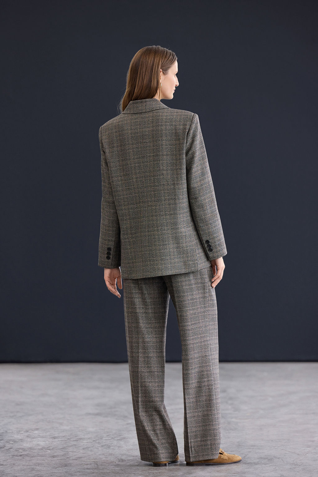 Trendyol Studio Cok Renkli Ekoseli/Kareli Rahat Kal?p Dokuma Blazer Ceket TWOAW26BC00064 - Trendyolmilla фото 4