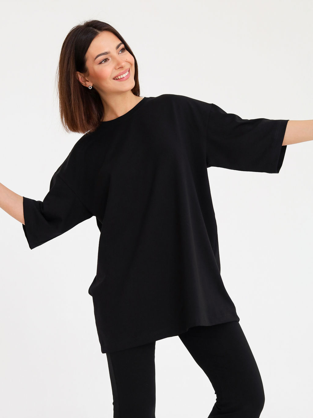 Футболка овер unisex, черная - Inzibe фото 3