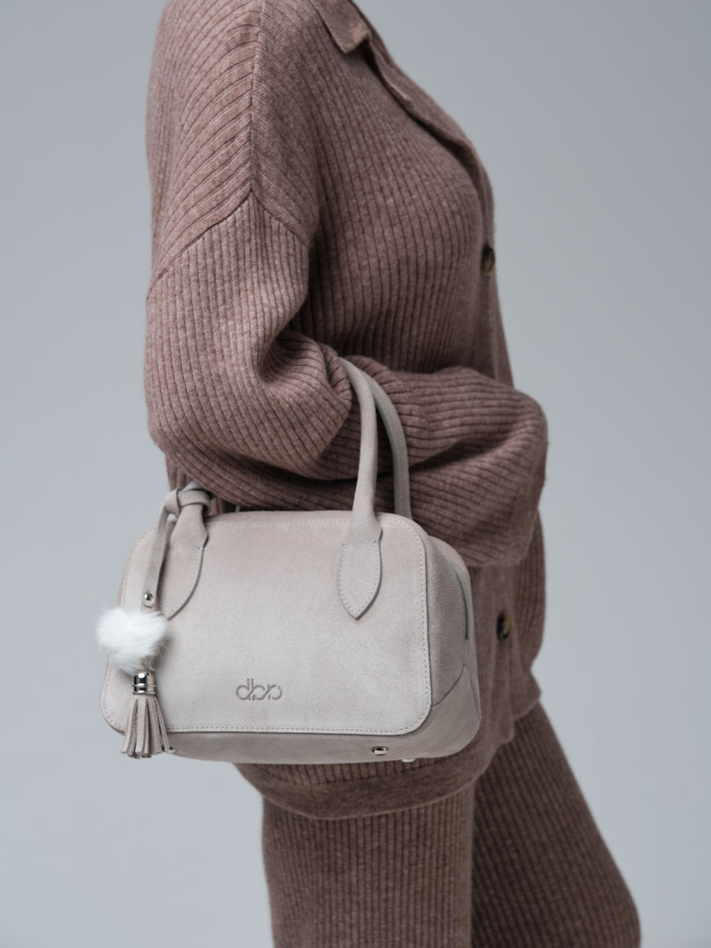 Замшевая сумка Polly DBR 31348 каменный  фото 4