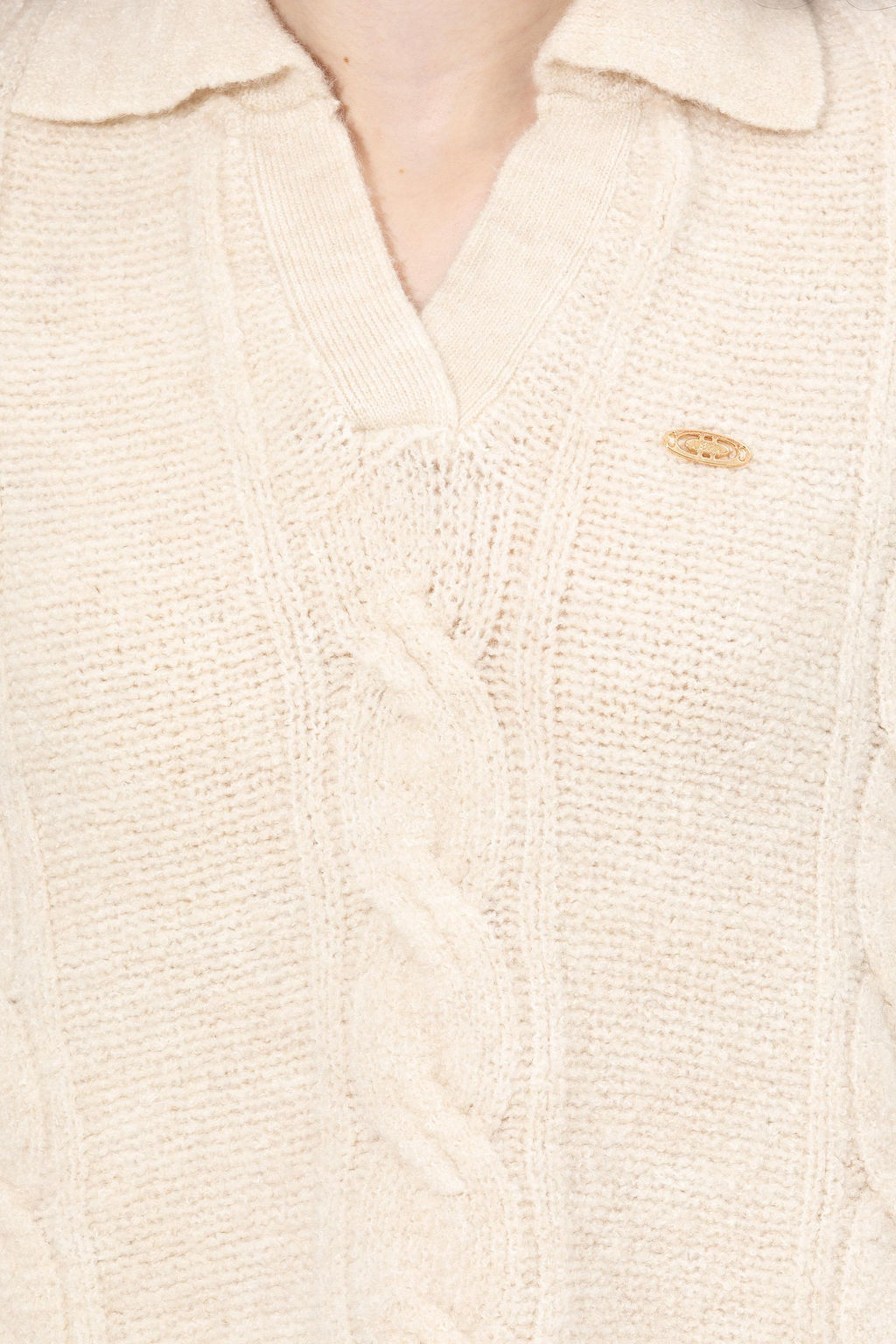 U. S. Polo Assn Женский кремовый свитер Mealnj с v-образным вырезом - U.s. polo assn фото 6