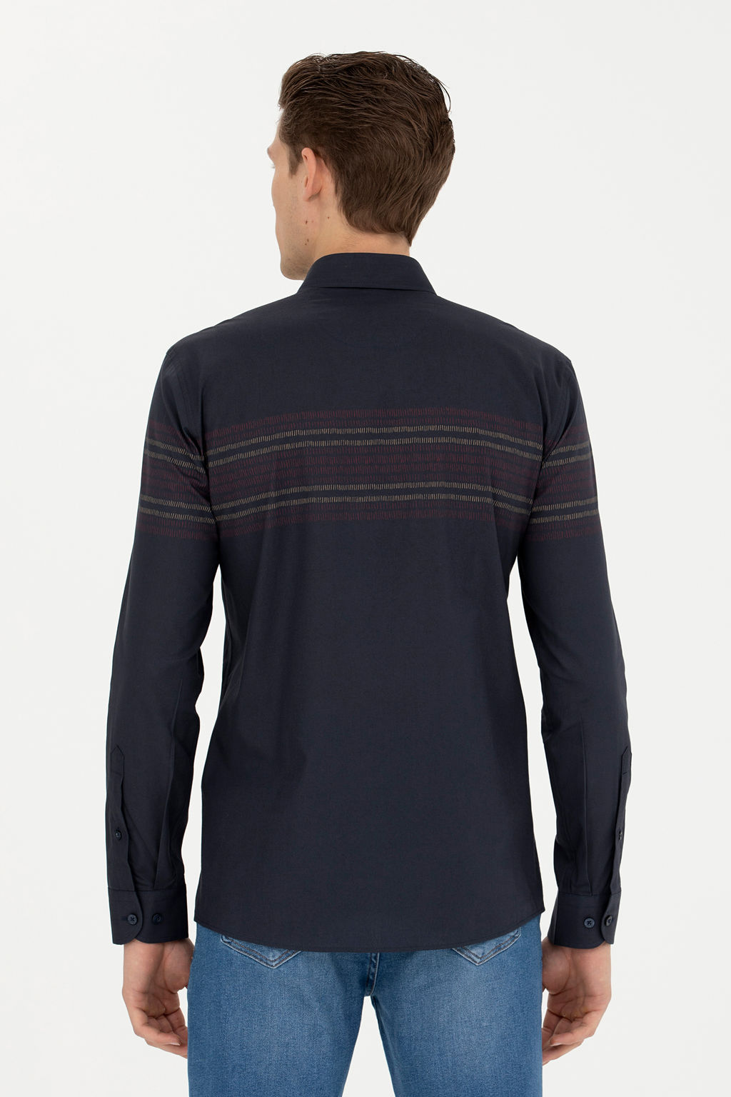 Мужская темно-синяя рубашка с длинным рукавом - U.s. polo assn фото 19