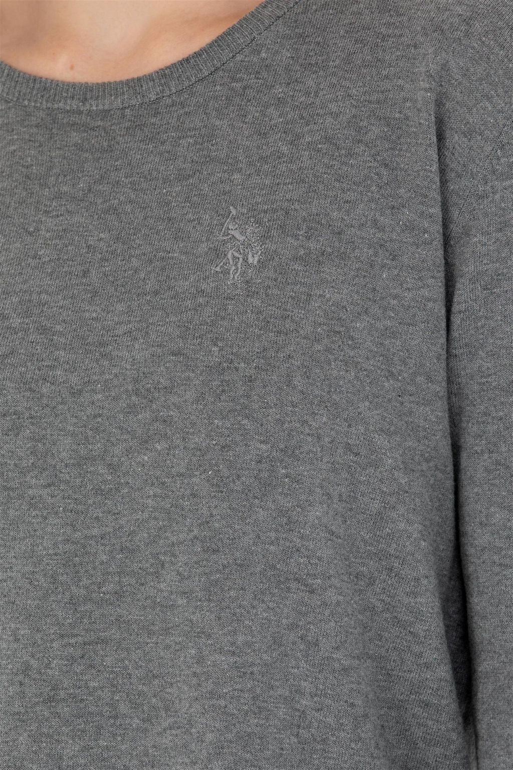 Женский серый меланжевый базовый свитер с круглым вырезом Неожиданная скидка в корзине - U.s. polo assn фото 7