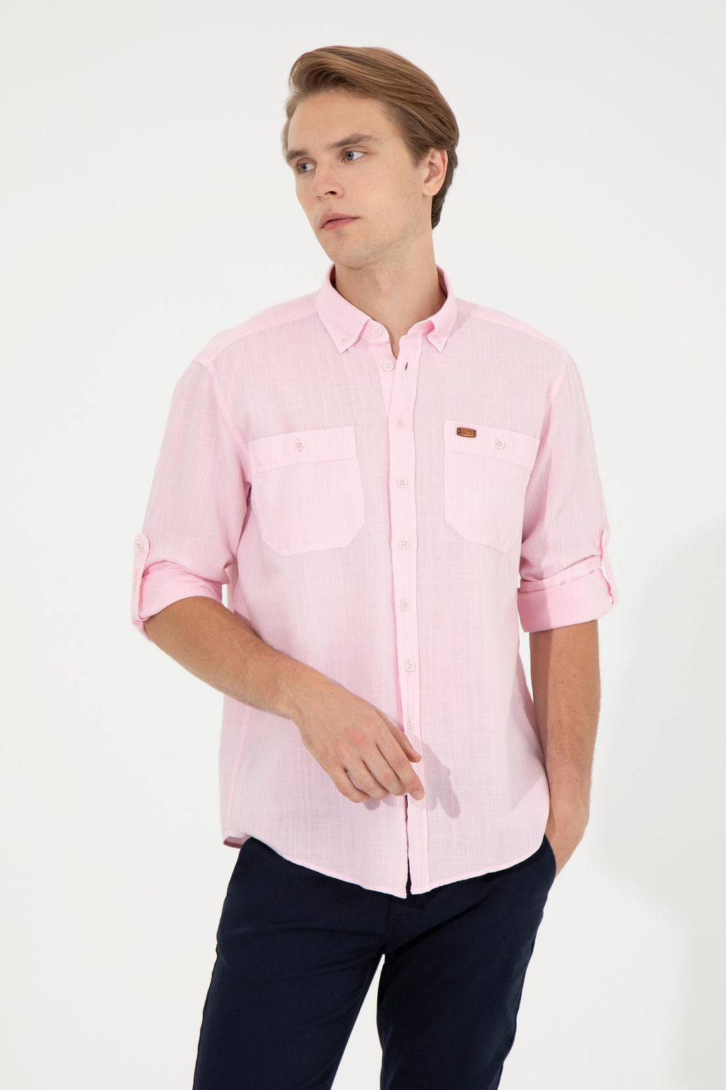 U. S. Polo Assn Мужская пудровая рубашка с длинным рукавом - U.s. polo assn фото 17