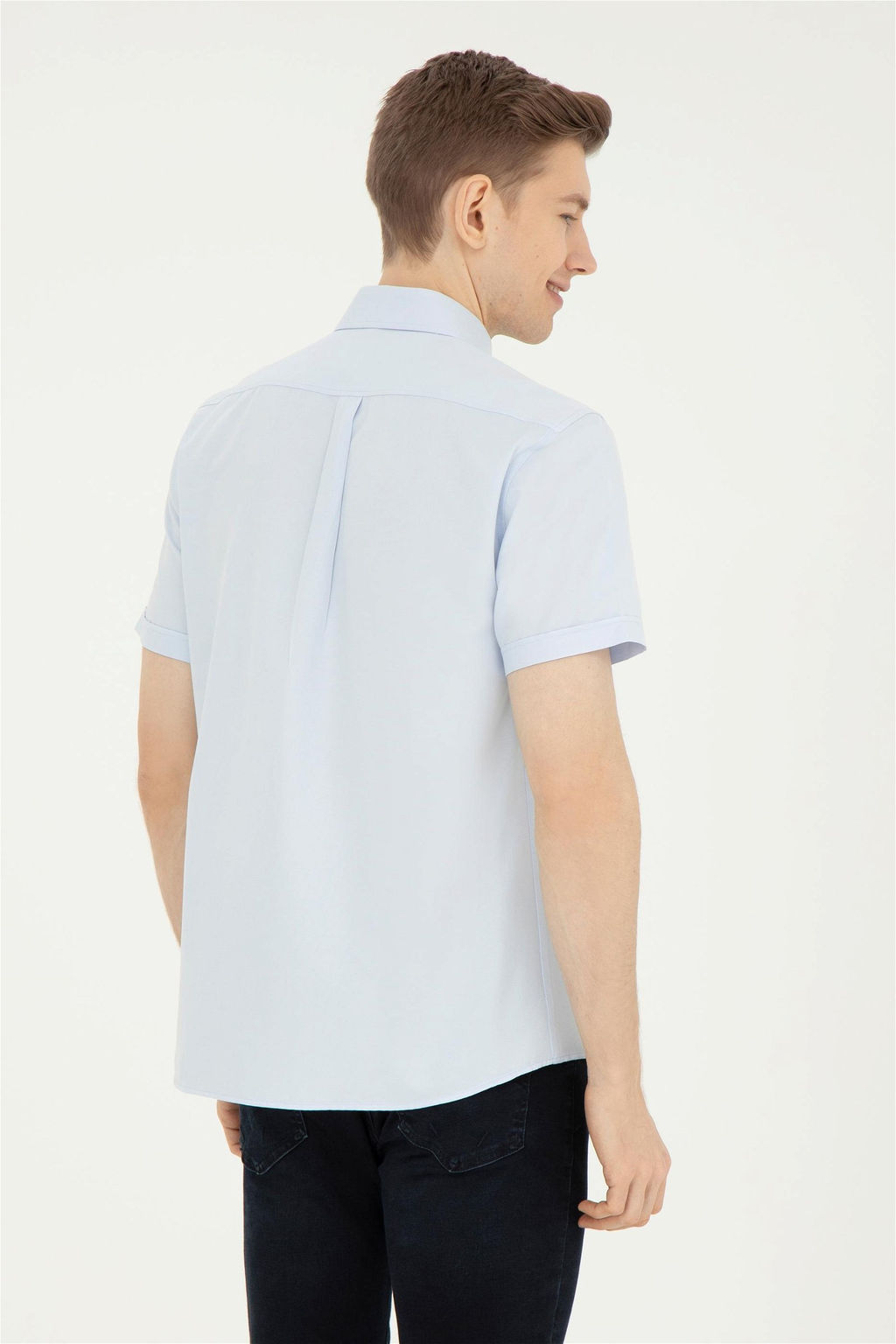 Мужская голубая рубашка с коротким рукавом Неожиданная скидка в корзине - U.s. polo assn фото 5