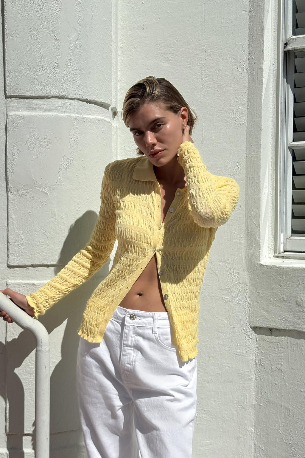 TEXTURED KNIT POLO COLLAR TOP - Zara фото 2