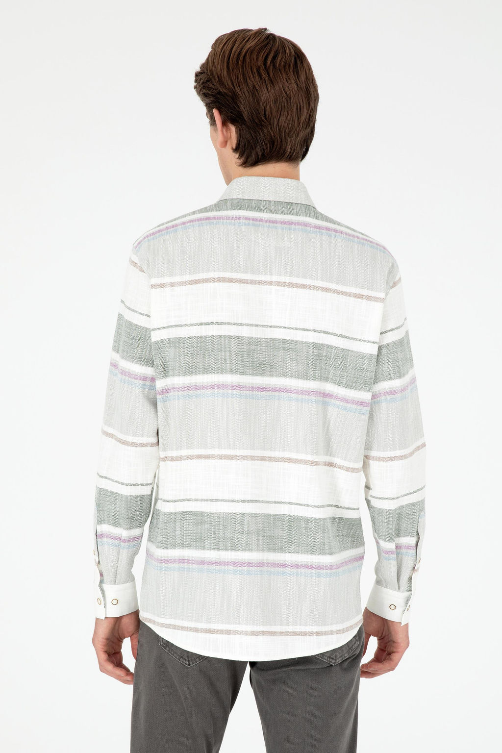 Мужская рубашка цвета хаки с длинным рукавом - U.s. polo assn фото 5