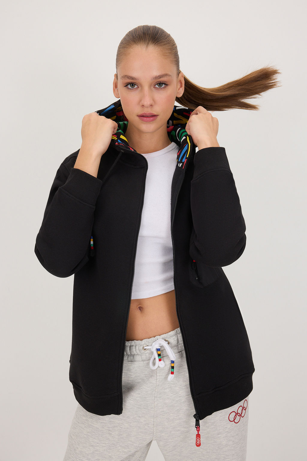 Siyah Olimpiyat Logo Bask?l? Cepli Unisex Basic Orme Sweatshirt - Trendyolmilla фото 2