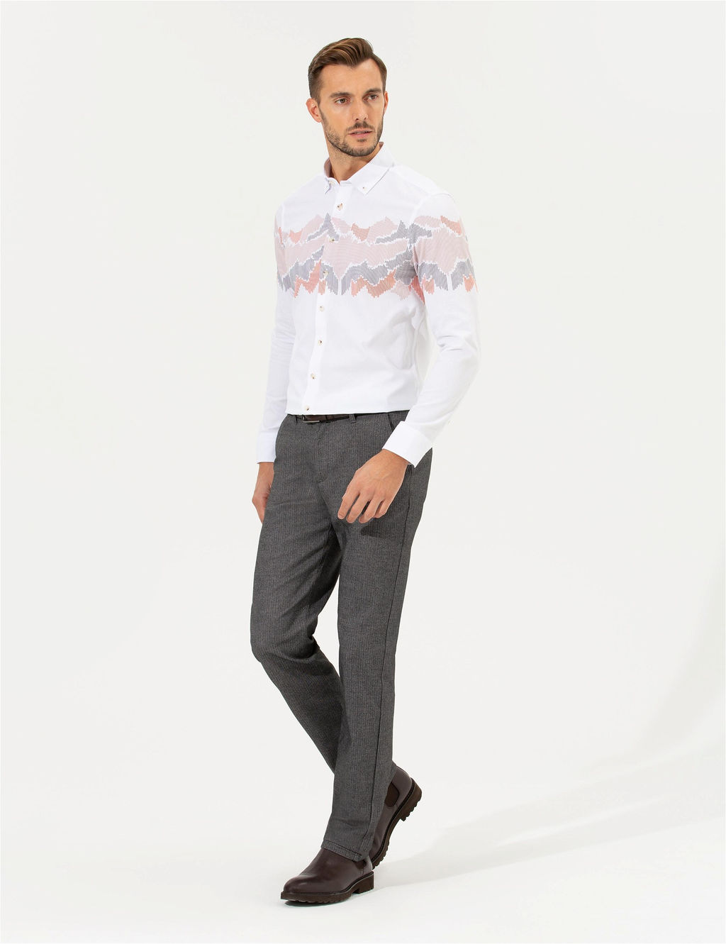 Antrasit Regular Fit _izgili Kanvas Pantolon