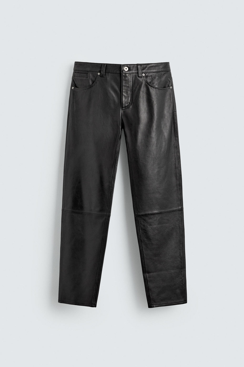 LEATHER SLIM FIT TROUSERS - Zara фото 7