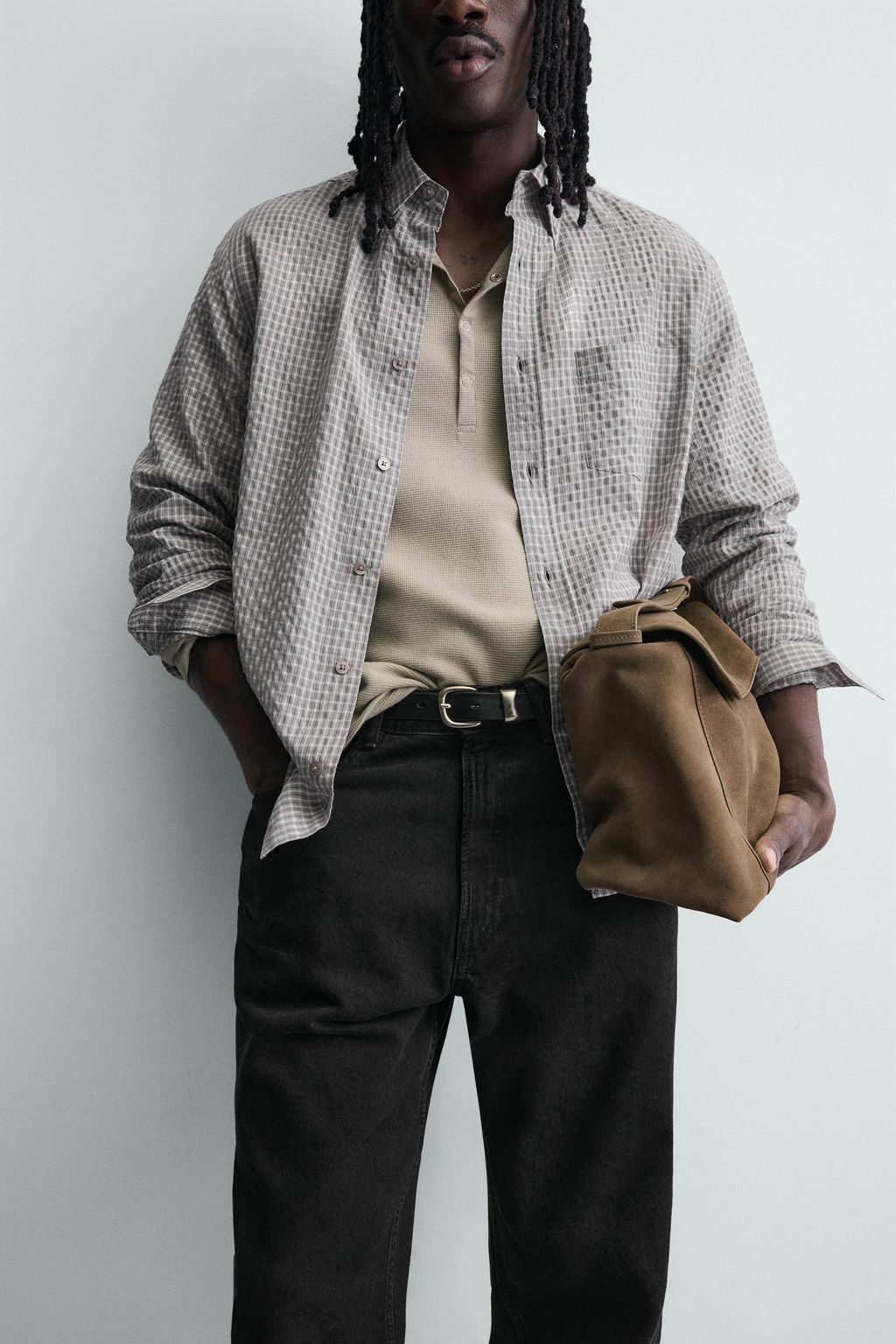 CAMISA CUADROS TEXTURA / Blanco / Granate - Zara фото 6