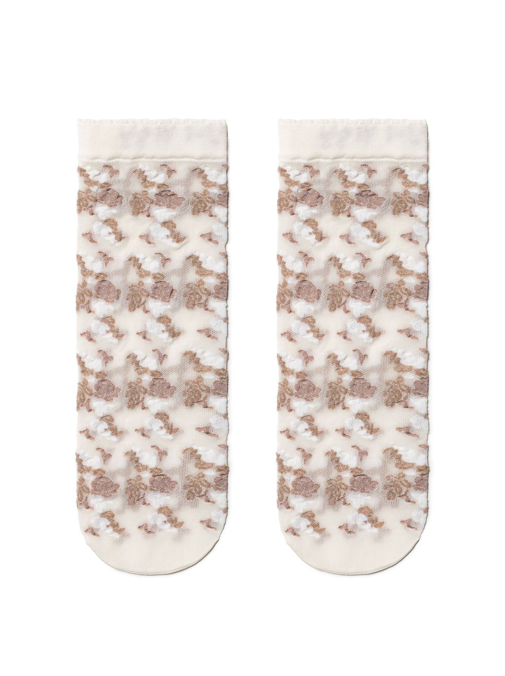Цена за 2 пары. Носки Классические CONTE Тонкие носки FANTASY с имитацией цветочной вышивки brown-panna - Conte elegant фото 2