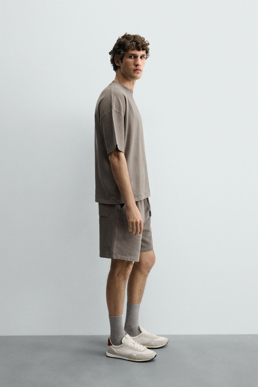 BERMUDA JOGGER B?SICA LAVADA / Gris - Zara фото 13