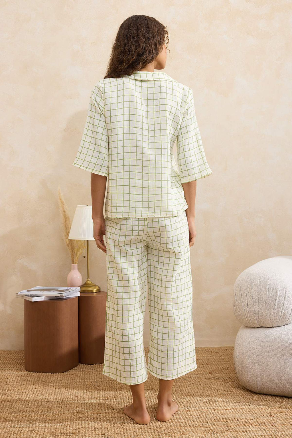 Yesil Ekoseli Muslin Kumas Kapri Dokuma Pijama Tak?m? THMSS26PT00034 - Trendyolmilla фото 4