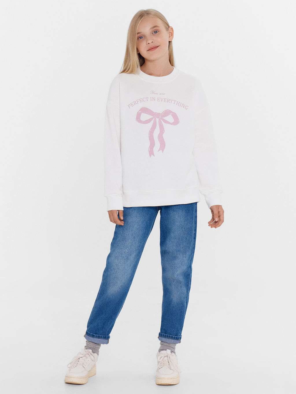 Свитшот для девочек белый с печатью - Mark formelle фото 3
