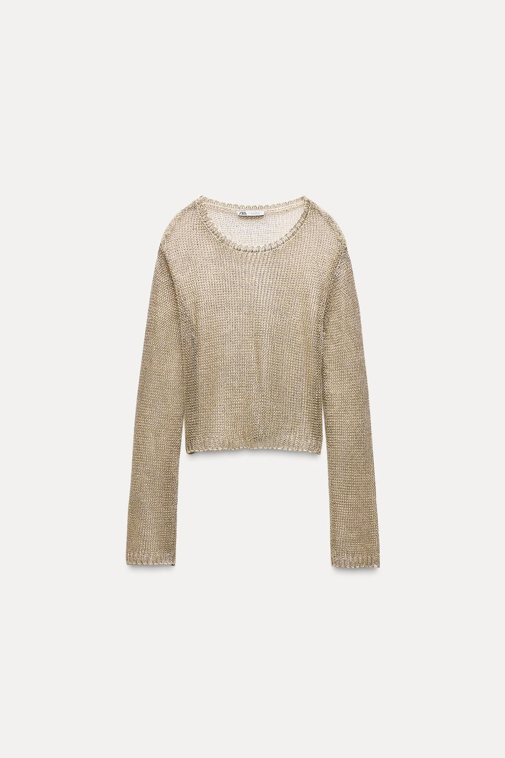 METALLIC THREAD MESH JERSEY TOP - Zara фото 6