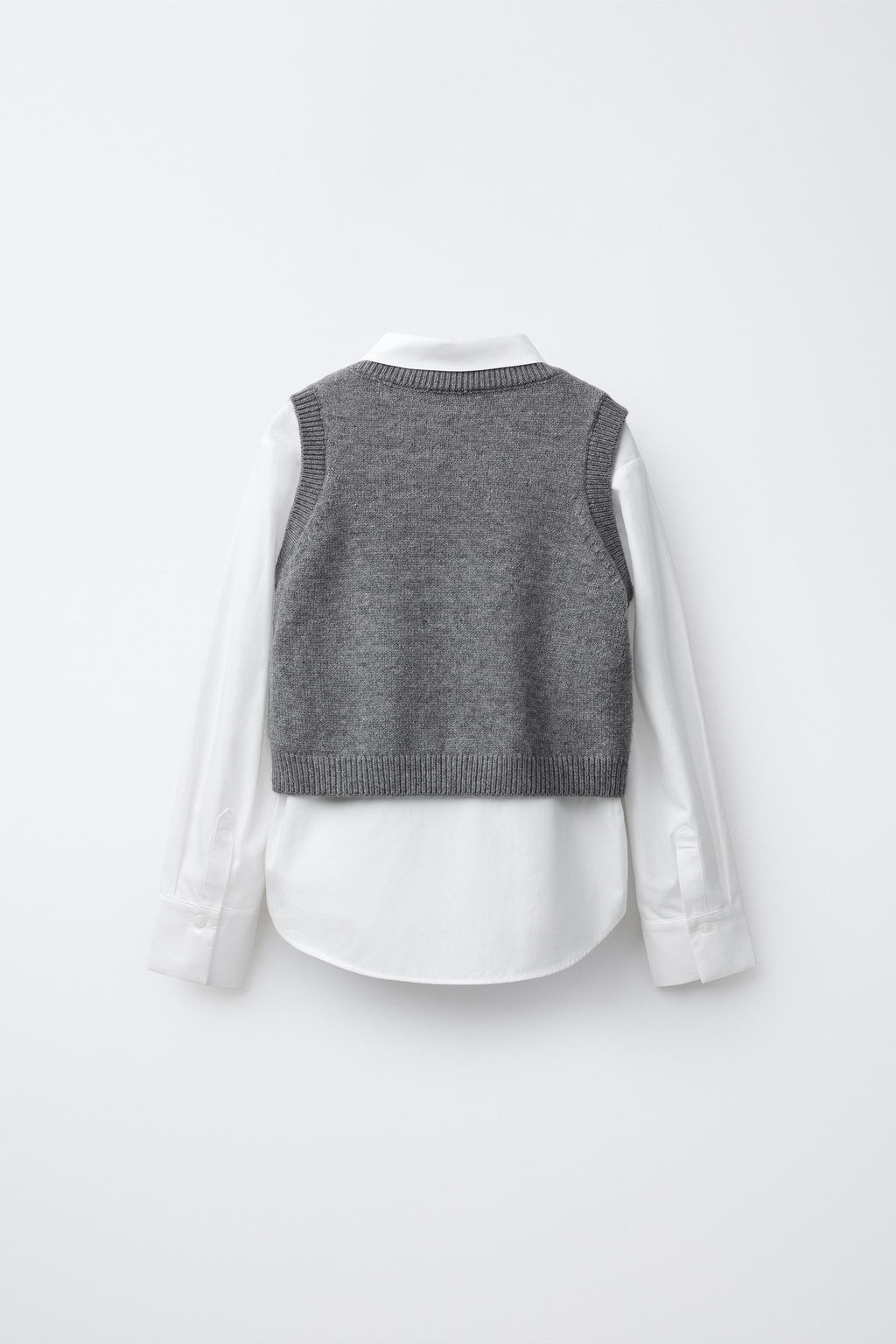 POPLIN SHIRT WITH KNITTED WAISTCOAT AND VELVET BOWS - Zara фото 2