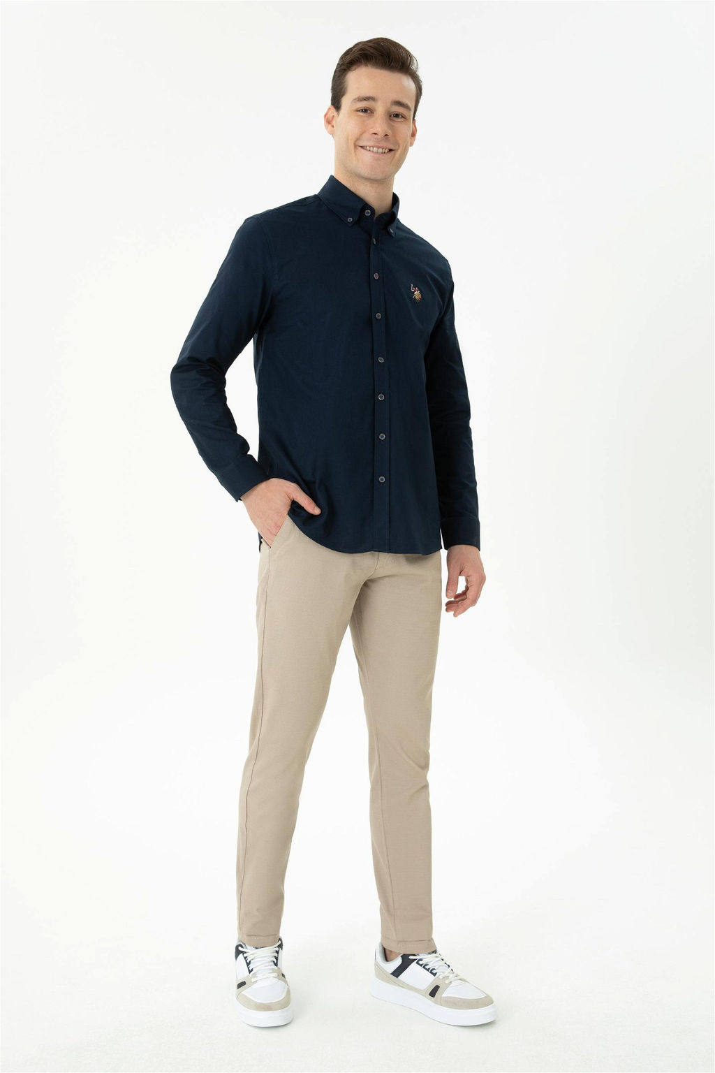 U. S. Polo Assn / Мужские темно-бежевые брюки из плотной ткани - U.s. polo assn фото 8