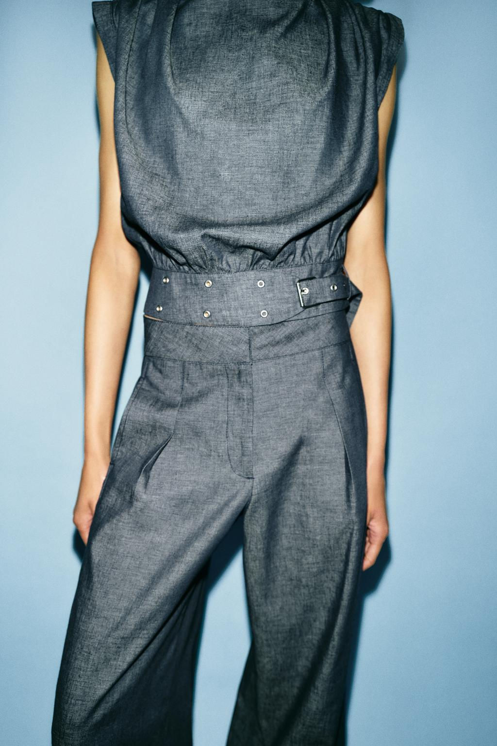 LINEN BLEND BUCKLE STUD TOP - Zara фото 5