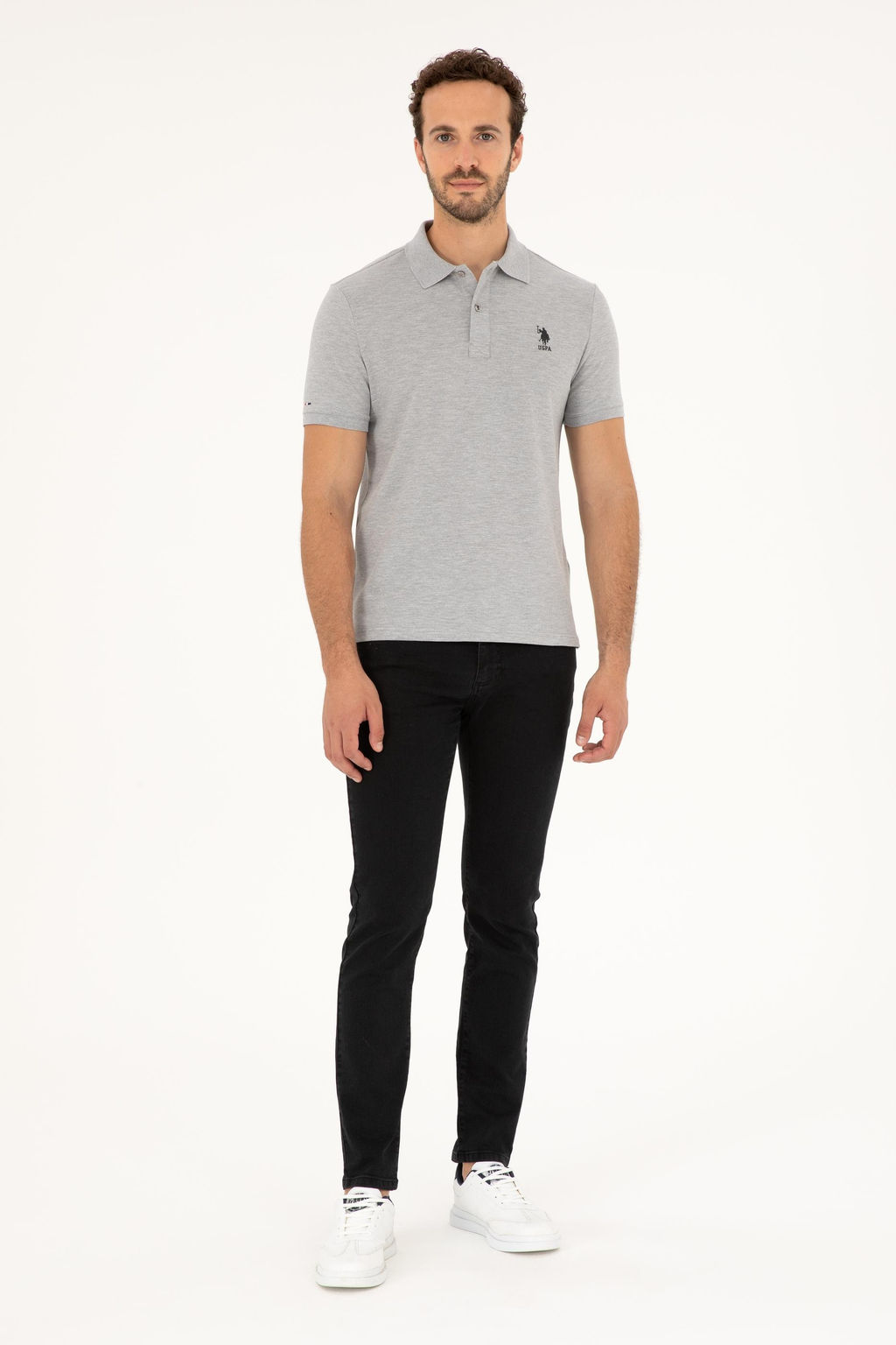 U. S. Polo Assn / Мужская серая меланжевая базовая футболка - U.s. polo assn фото 4