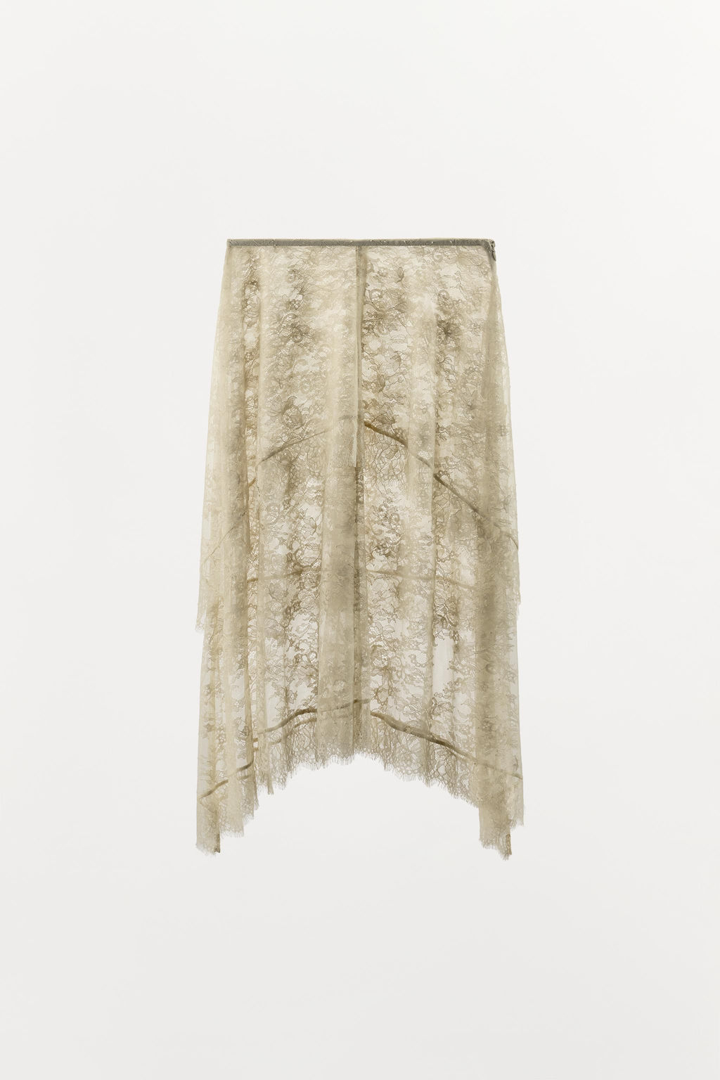 FALDA MIDI ENCAJE ASIM?TRICA / Crudo - Zara фото 8
