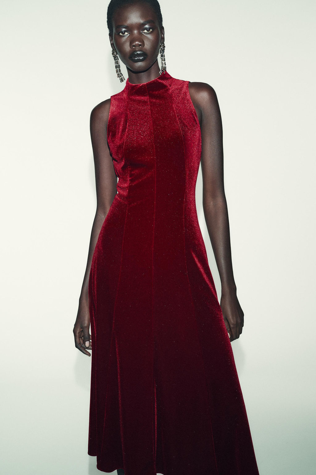 VELVET MIDI DRESS - Zara фото 4