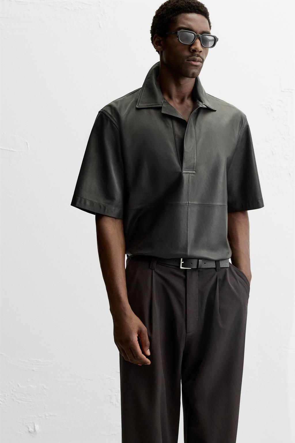 LEATHER POLO OVERSHIRT - LIMITED EDITION - Zara фото 13