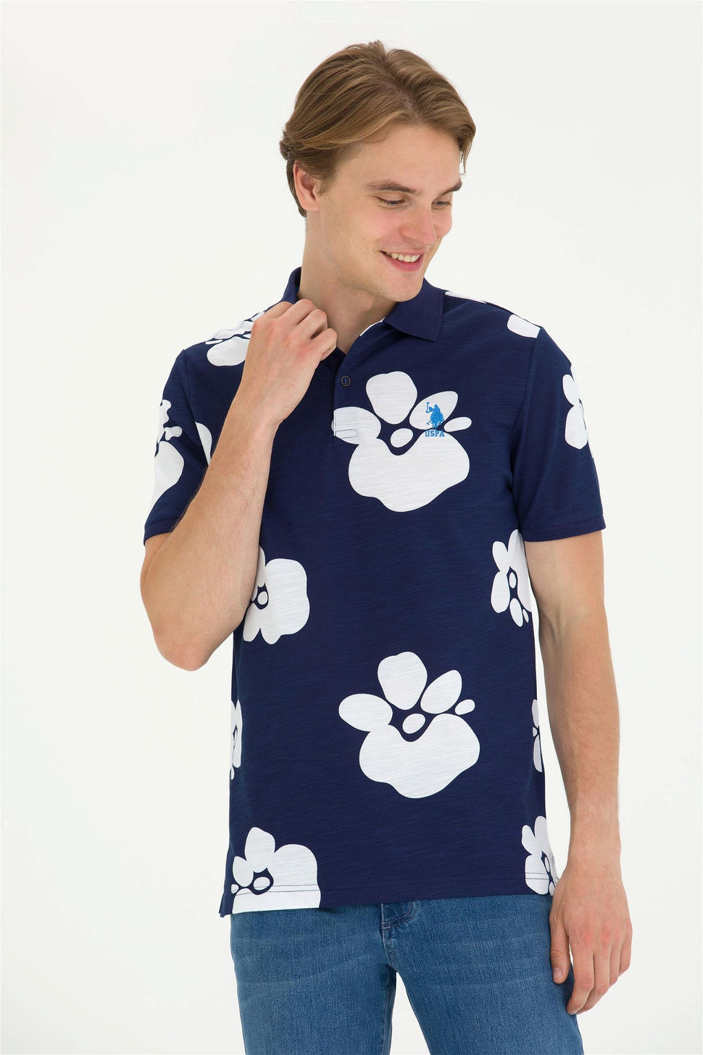 U. S. Polo Assn / Мужская темно-синяя футболка с воротником-поло - U.s. polo assn фото 3