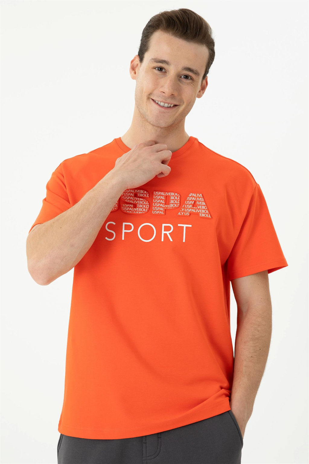 Мужская оранжевая футболка Comfort с круглым вырезом Неожиданная скидка в корзине - U.s. polo assn фото 3