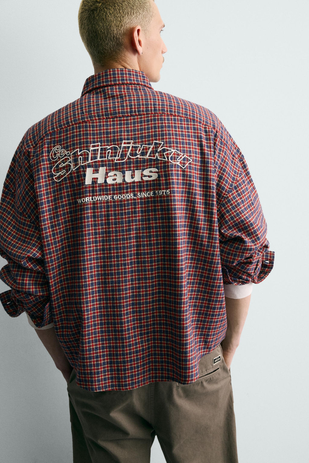 CAMISA CUADROS FRANELA BORDADO / rojo/marino