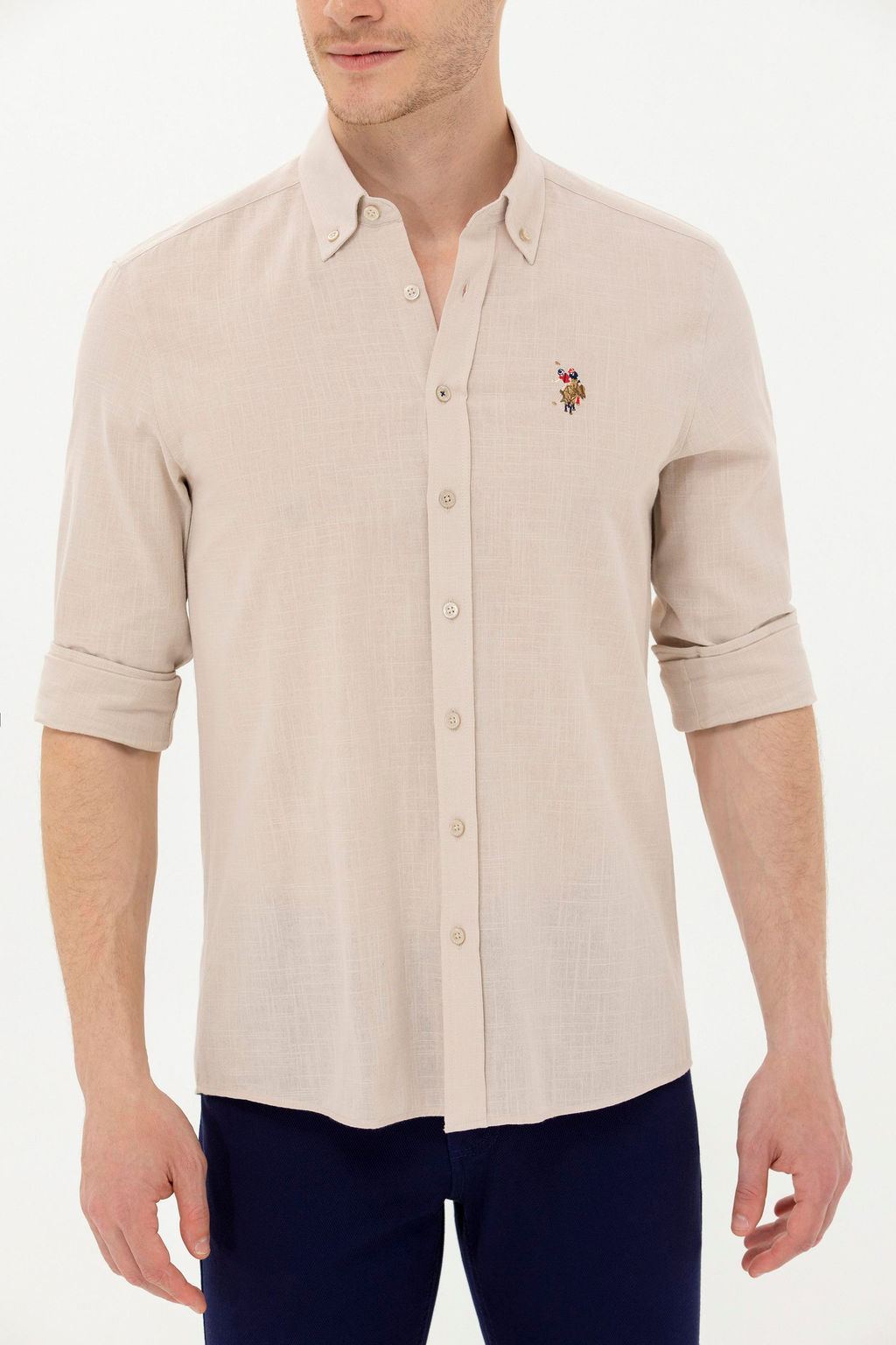 Мужская базовая рубашка с длинным рукавом Stone - U.s. polo assn фото 6