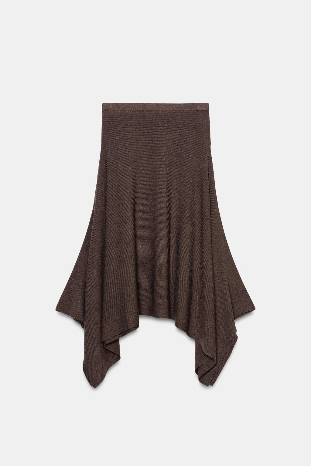 FALDA MIDI ASIM?TRICA PUNTO / Marr?n - Zara фото 7