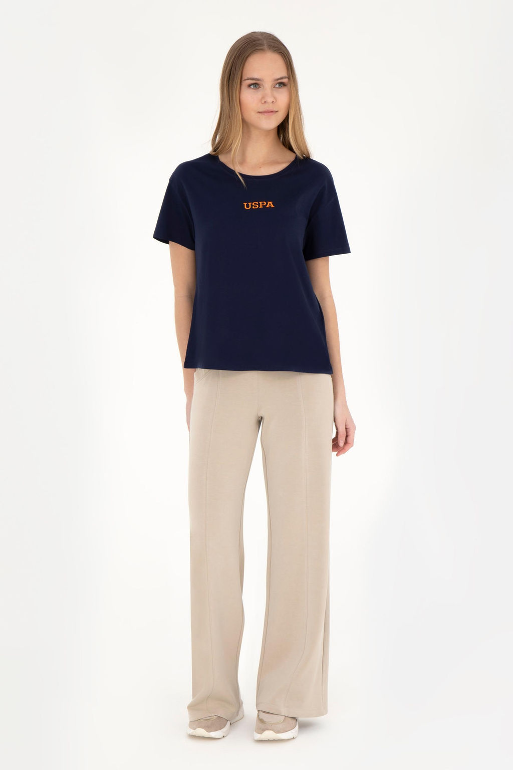 Женская темно-синяя футболка с круглым вырезом - U.s. polo assn фото 11