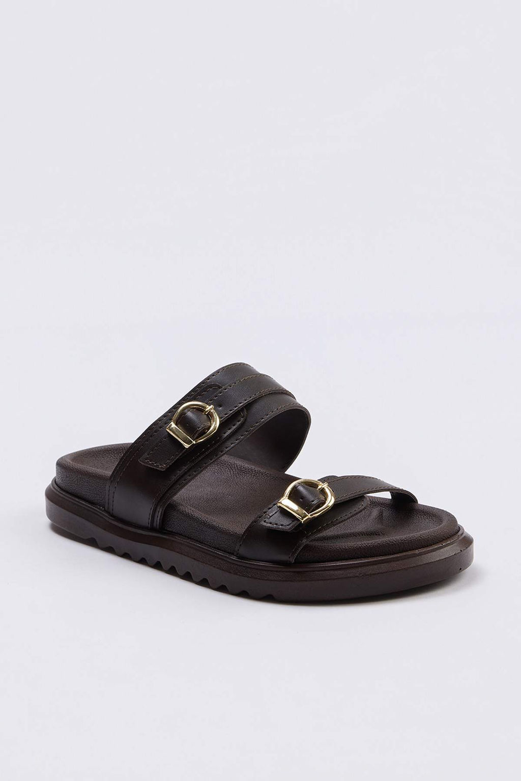 Trendyol Shoes Leopar Cift Tokal? Kahverengi Kal?n Taban Kad?n Terlik TAKAW25TE00009 - Trendyolmilla фото 24