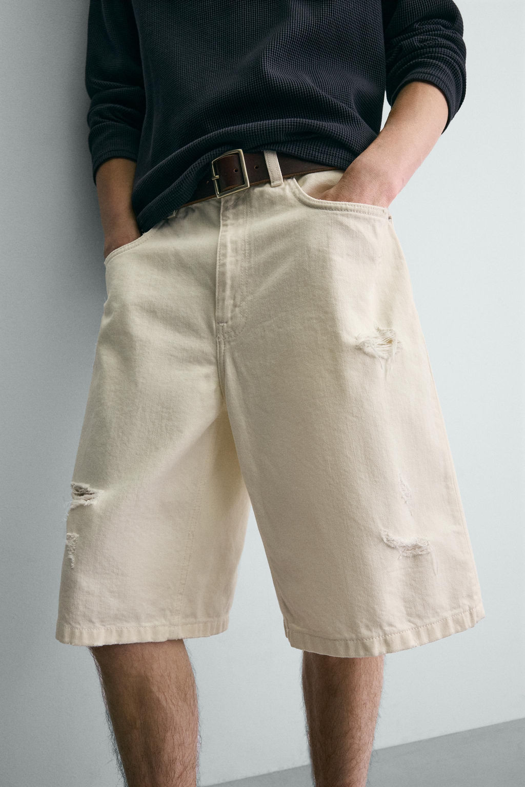 BERMUDA DENIM BAGGY FIT / Blanco roto - Zara фото 6