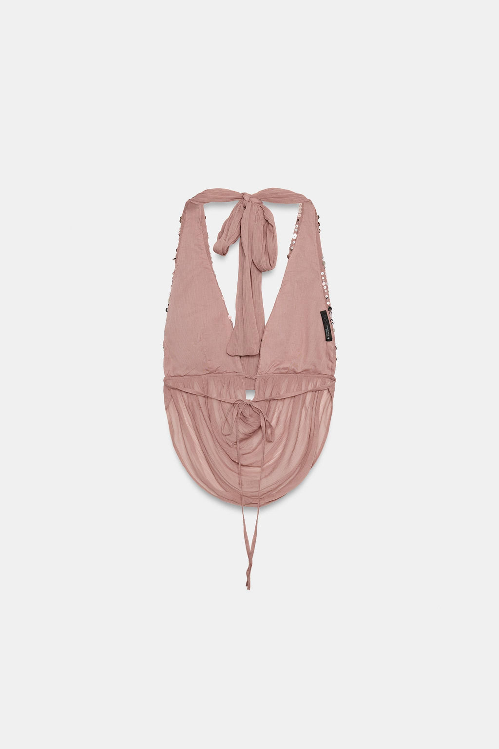 TOP HALTER LENTEJUELAS / Rosa palo