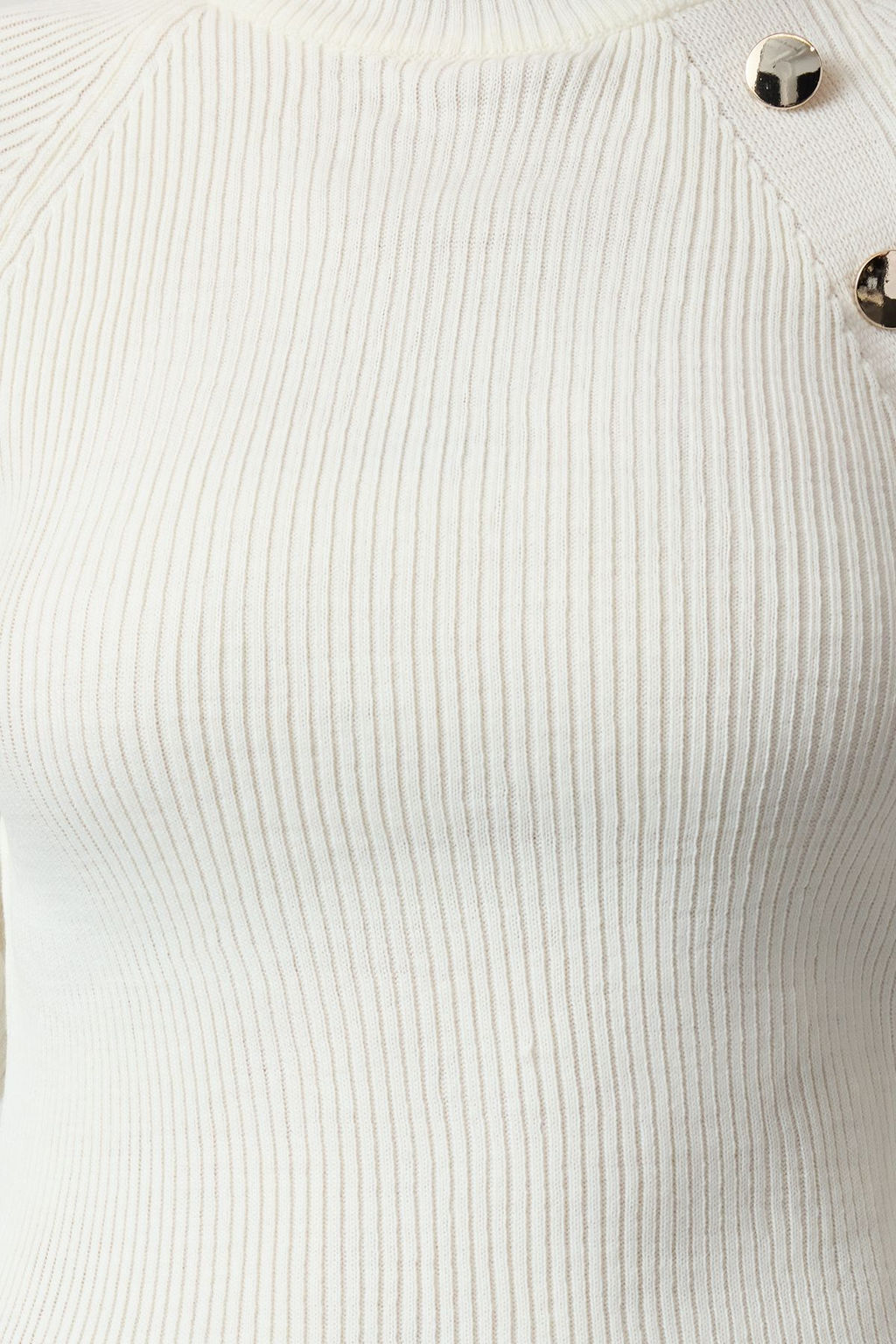 Ekru Dugme Dik Yaka Detayl? Ince Fitted/Vucudu Saran Triko Kazak TWOAW25KZ00069 - Trendyolmilla фото 4