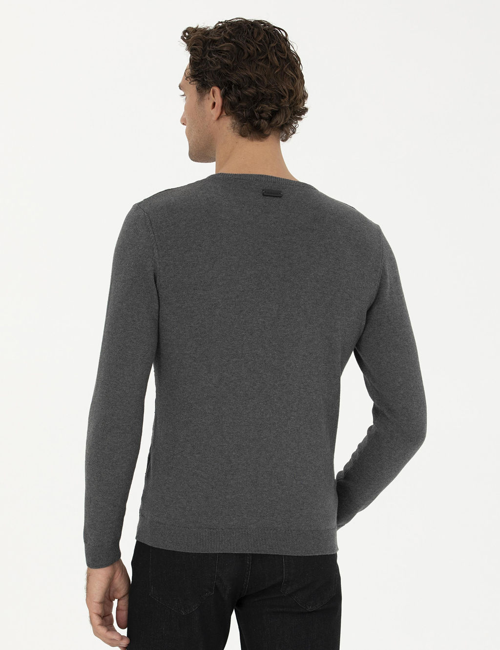 Серый меланжевый приталенный трикотаж с круглым вырезом - Cacharel фото 5