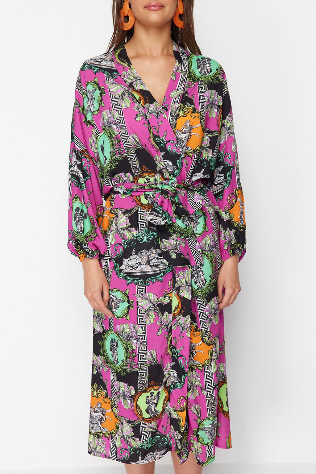 Tropikal Desenli Kusakl? Maxi Dokuma %100 Pamuklu Plaj Kimono&Kaftan TBESS23KM00057 - Trendyolmilla фото 13