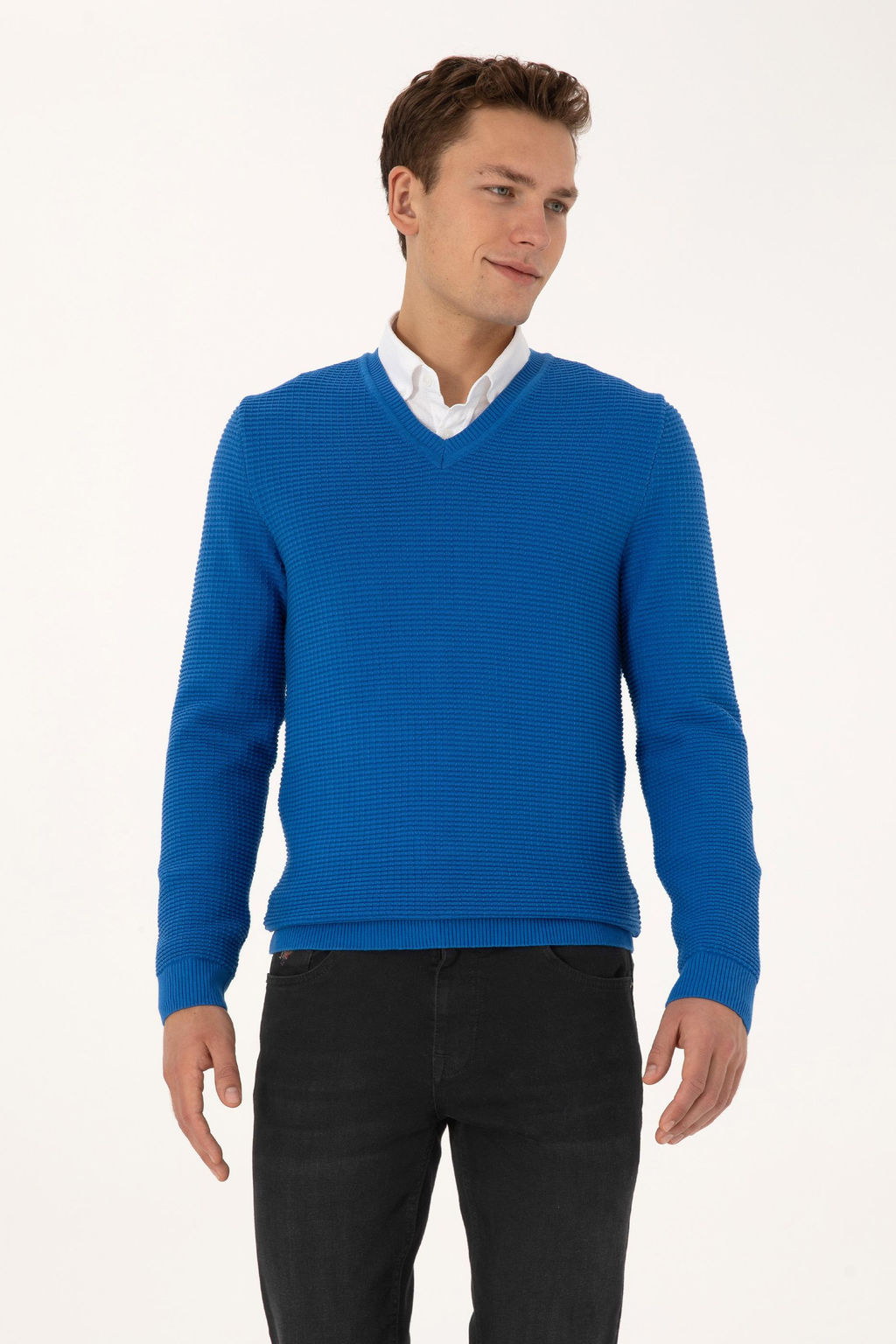 Erkek Regular Fit V Yaka Saks Kazak - U.s. polo assn фото 3