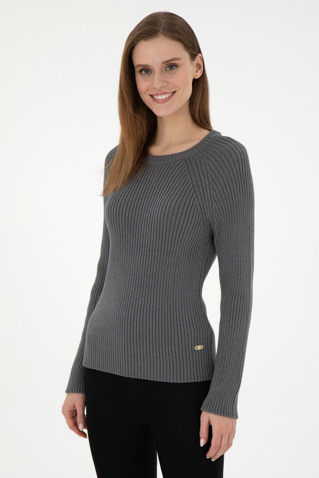 Женский серый меланжевый свитер с круглым вырезом Неожиданная скидка в корзине - U.s. polo assn фото 3