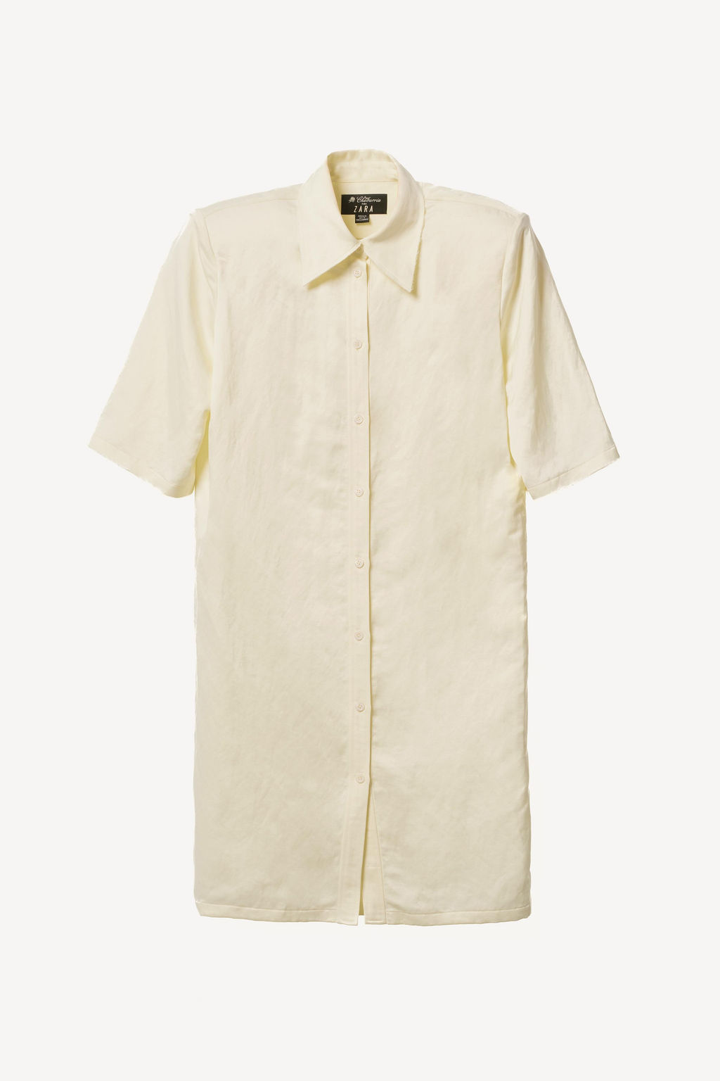 VESTIDO CAMISERO HOMBRERAS CON LINO WILLY CHAVARRIA X ZARA / Crudo  фото 3