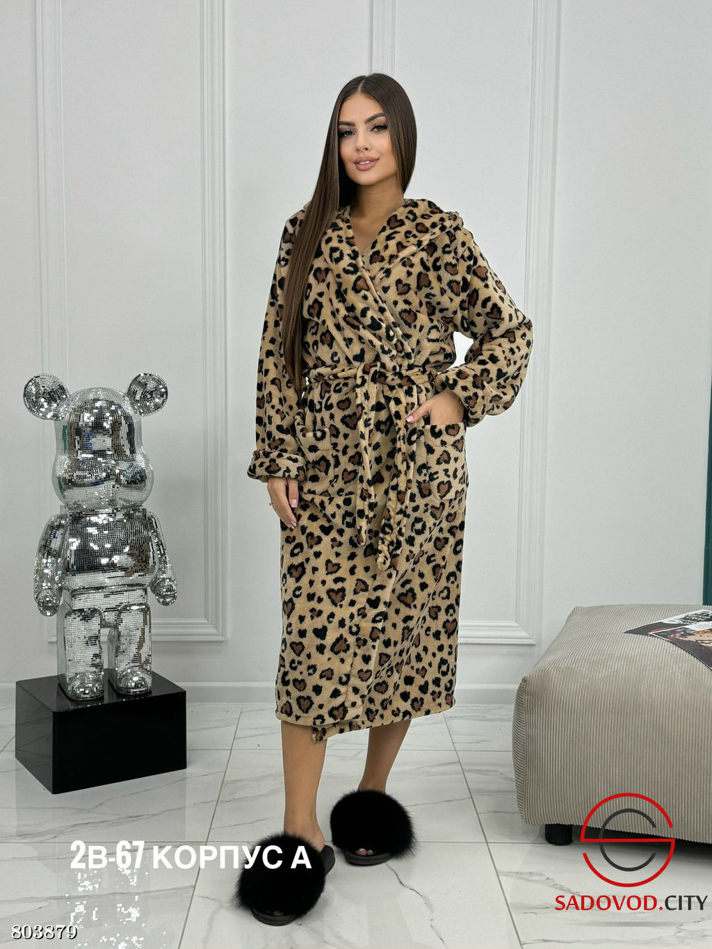 Теплый женский халат с принтом - Bruno фото 2