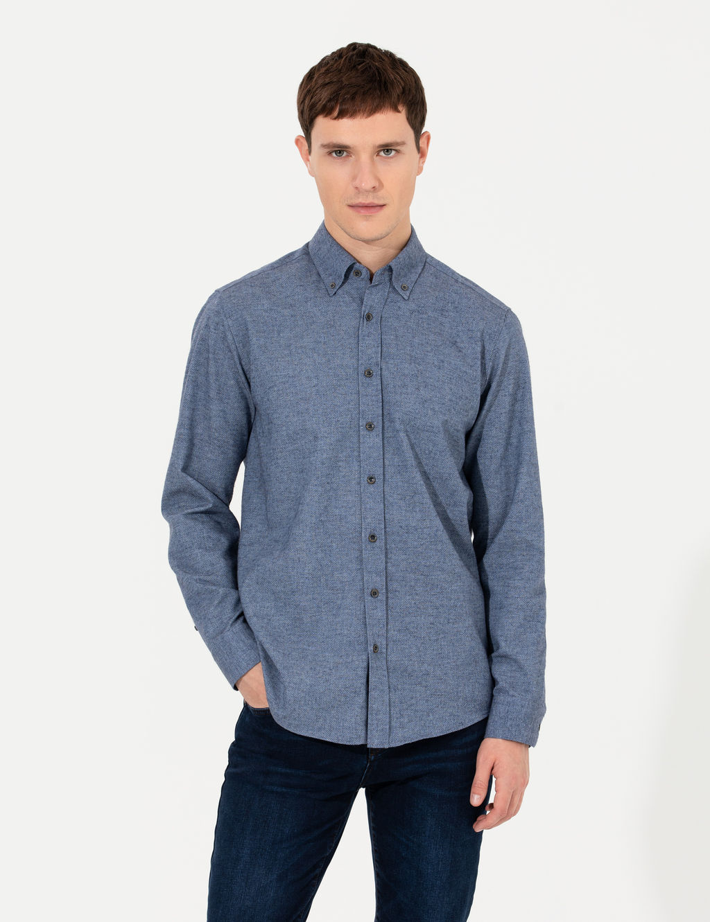 Mavi Slim Fit Uzun Kollu G_mlek