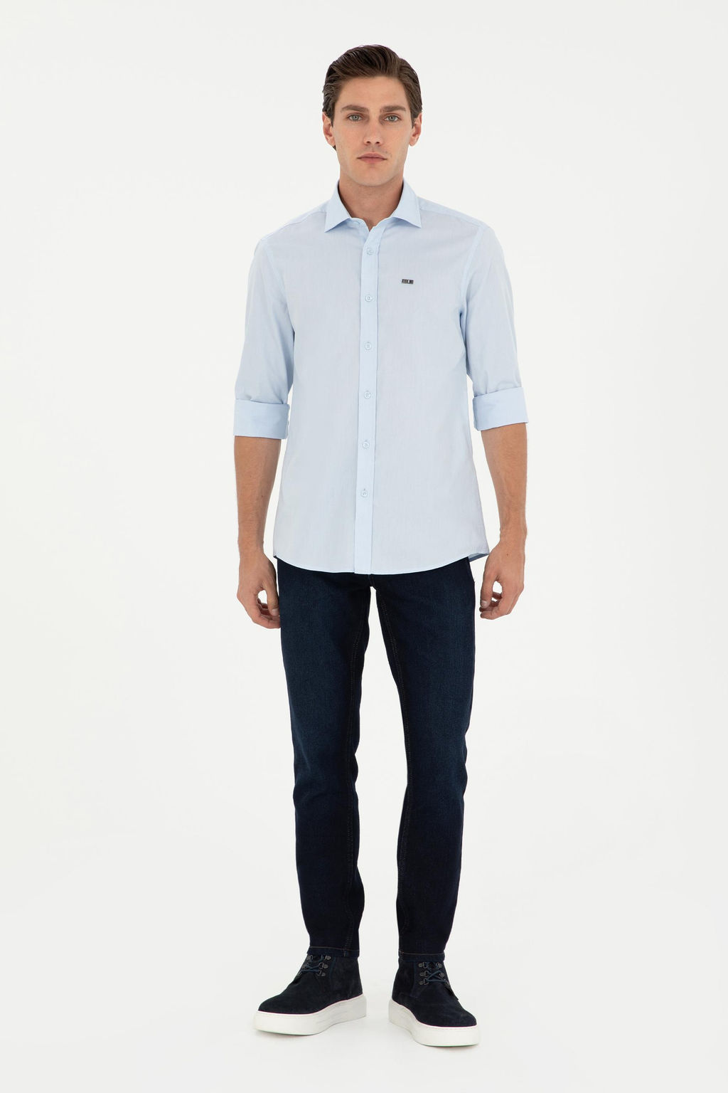 Мужская голубая базовая рубашка с длинным рукавом Неожиданная скидка в корзине - U.s. polo assn фото 4