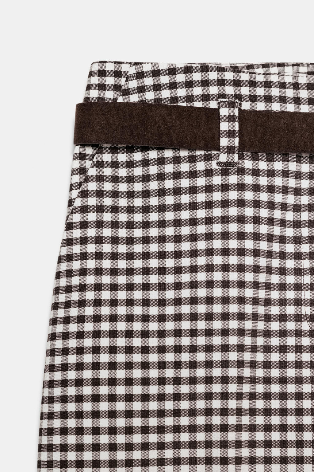 PANTAL?N RECTO CINTUR?N CUADRO VICHY / Marr?n - Zara фото 10