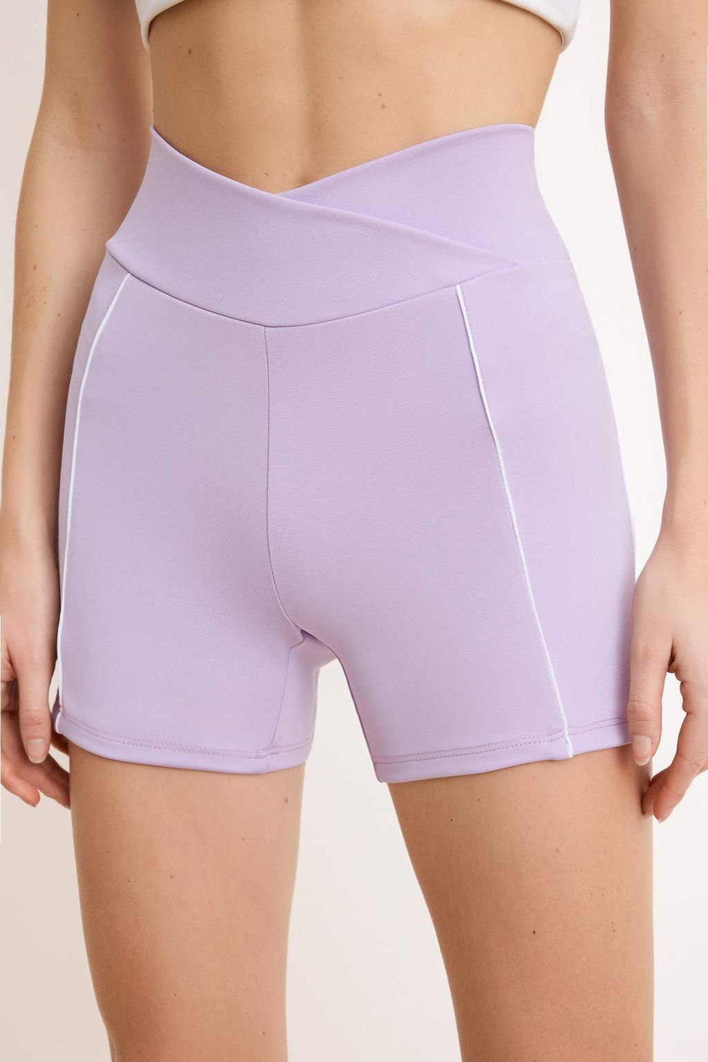 Lila Kruvaze Bel Biye Detayl? Dalg?c/Scuba Spor Tayt THMSS26TY00005