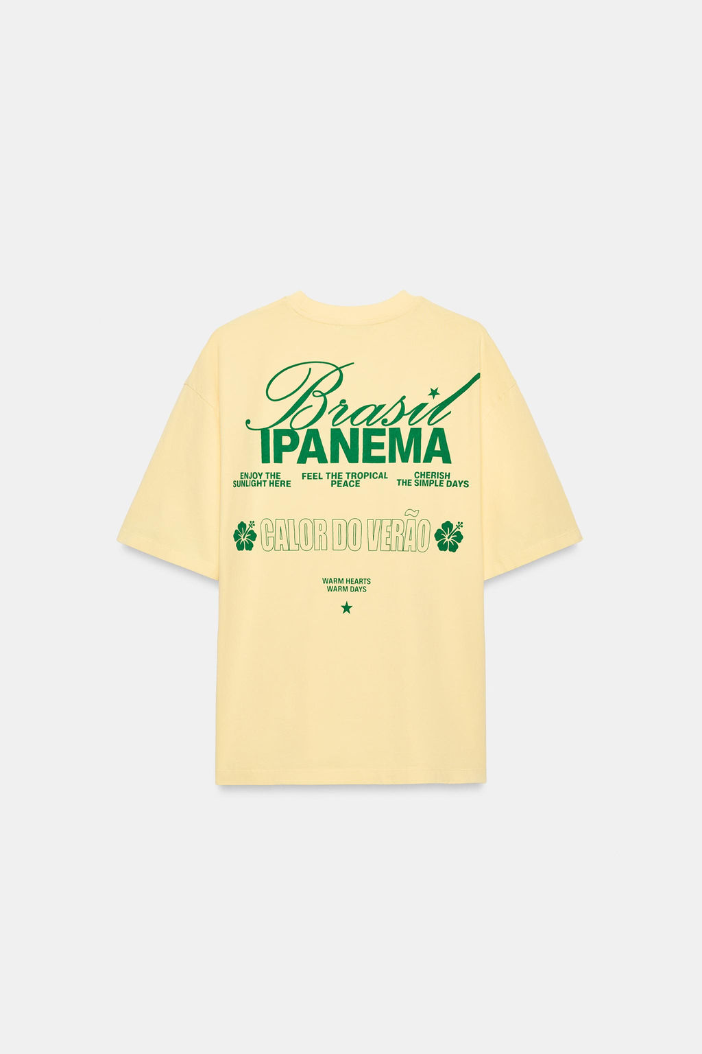 CAMISETA EFECTO LAVADO TEXTO / Amarillo