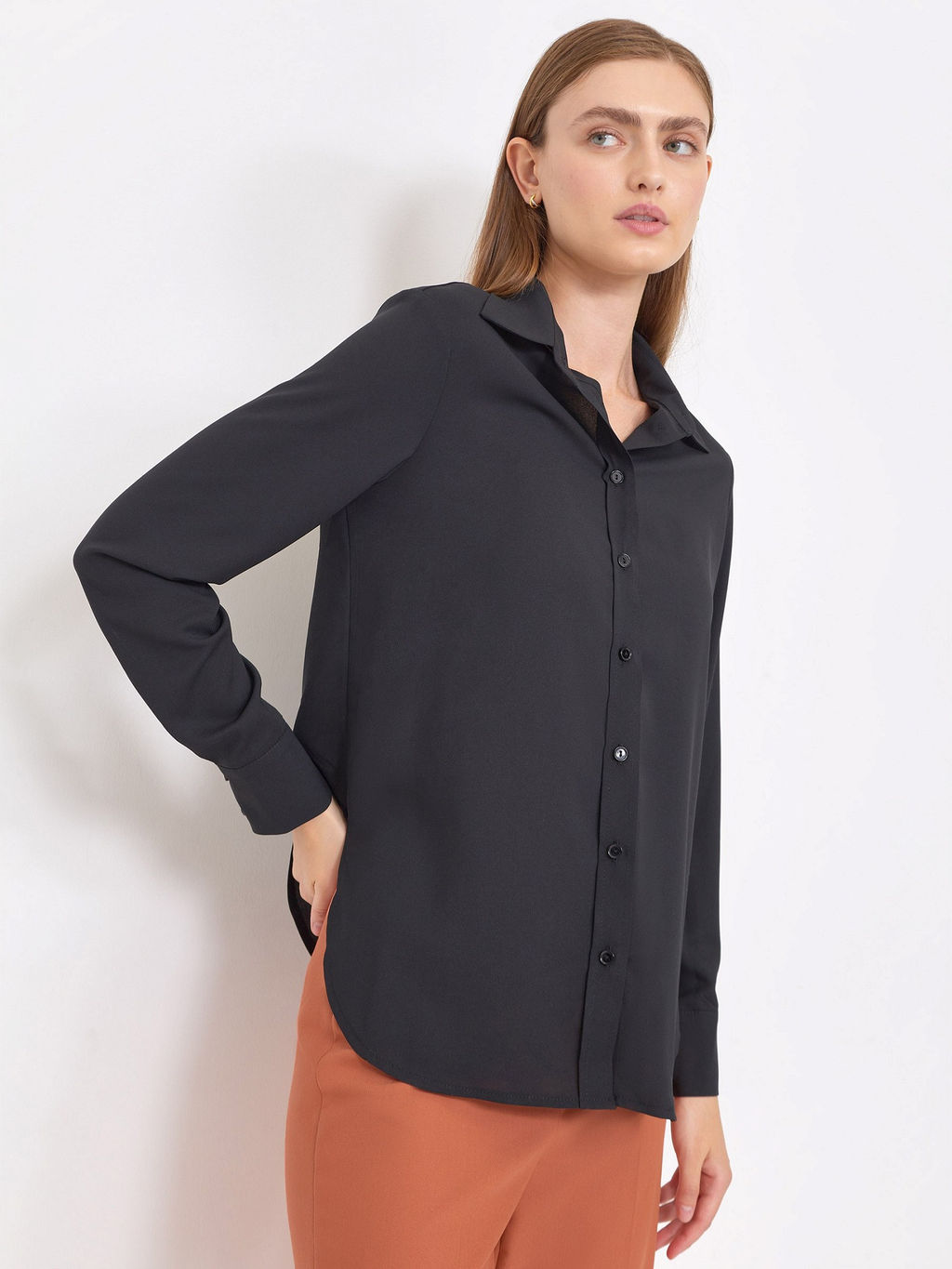 ШОК ЦЕНА - Рубашка однотонная B2875/carbid - Emka фото 4