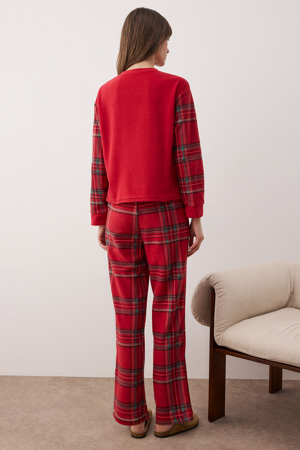 K?rm?z? Ekoseli Polar Orme Pijama Tak?m? THMAW26PT00173 - Trendyolmilla фото 4