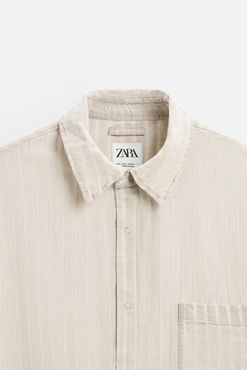 STRIPED DENIM SHIRT - Zara фото 8